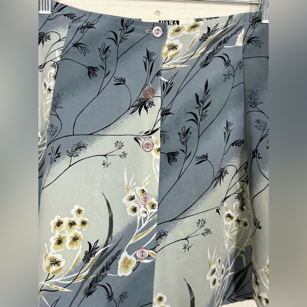 Hana Vintage Y2K Floral Mini Skirt Button Front Gray Blue Ethereal 2000s S - Picture 3 of 5
